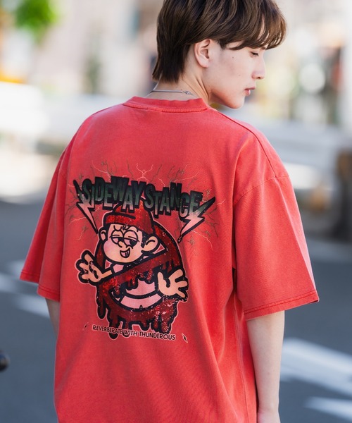 SIDEWAY STANCE（サイドウェイスタンス）の「【SIDEWAY STANCE】ピグメント加工 プリント 半袖Tシャツ（Tシャツ/カットソー・メンズ・ホワイト/レッド系2/レッド系1/レッド系/ブラック系2/ブラック系1/ブラック系/ホワイト系2/ホワイト系1/レッド/ホワイト系/ブラック・X-LARGE/SMALL/MEDIUM/LARGE）」の9枚目の写真