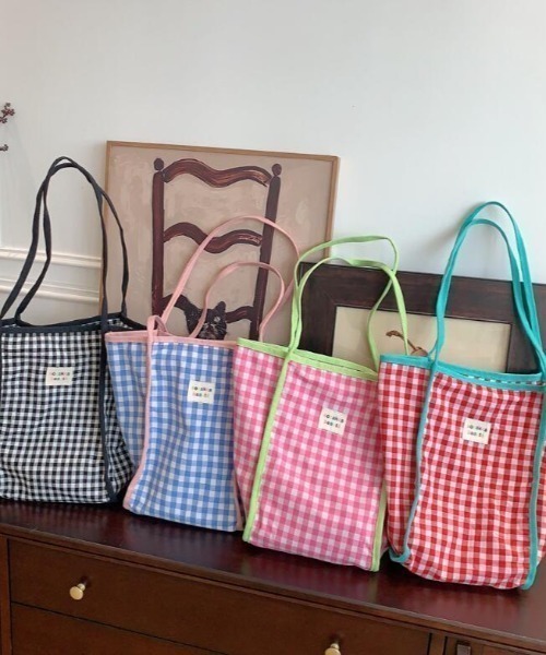 【完売品】ギンガムチェック トートバッグ 未使用 shein 新品未使用 トートバッグ ギンガムチェック レッド - メルカリ