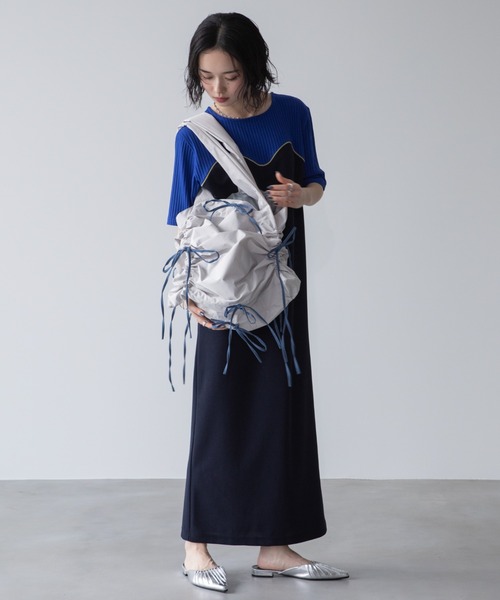 VACANCY(ヴァカンシー)の「配色ドロストリボントートバッグ(トートバッグ・レディース・ブルー/アイボリー/ブラック/グレー・FREE)」の22枚目の写真