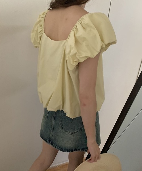 deux amour(ドゥーザムール)の「クルーネックパフスリーブバルーンブラウス(Tシャツ/カットソー・レディース・ホワイト/イエロー/ベージュ/ブラック・FREE)」の14枚目の写真