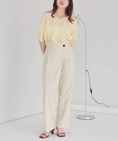 titivate（ティティベイト）の「ラップ風デザインハイウエストパンツ（スラックス・レディース・グレー/アイボリー/ブラック・L/M/S/SP）」の18枚目の写真