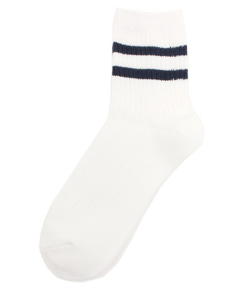 WEGO（ウィゴー）の「WEGO/2ラインソックス（ソックス/靴下・レディース・カーキ/ネイビー/ブラック/マスタード/ホワイト/グレー/ワイン・FREE）」の5枚目の写真