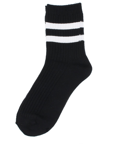 WEGO（ウィゴー）の「WEGO/2ラインソックス（ソックス/靴下・レディース・カーキ/ネイビー/ブラック/マスタード/ホワイト/グレー/ワイン・FREE）」の2枚目の写真