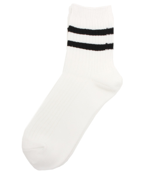 WEGO（ウィゴー）の「WEGO/2ラインソックス（ソックス/靴下・レディース・カーキ/ネイビー/ブラック/マスタード/ホワイト/グレー/ワイン・FREE）」の3枚目の写真