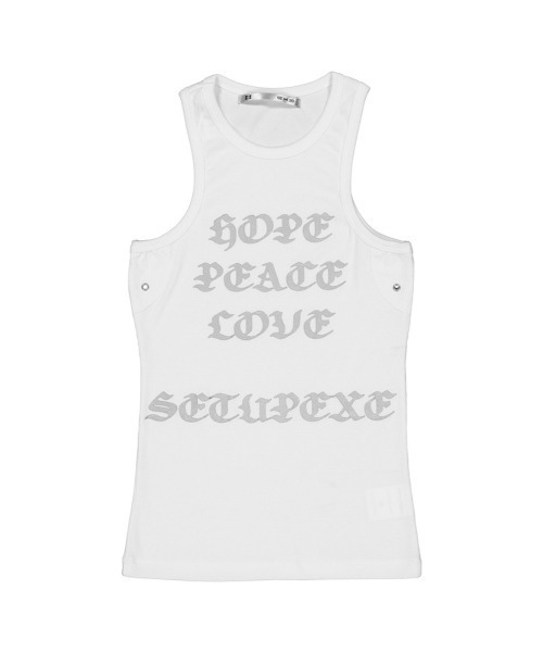 SETUPEXE(セットアップイーエックスイー)の「【SETUP-EXE】HOPE / PEACE / LOVE SLEEVELESS(タンクトップ・レディース・ブラック/ホワイト/ネイビー・ONE SIZE)」の6枚目の写真