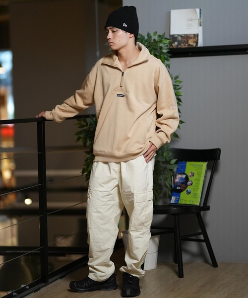 Columbia(コロンビア)の「columbia/コロンビア ハーフジップトレーナー 裏起毛 ハーフジップ ワンポイント PM0321(スウェット・メンズ・ベージュ/ホワイト/グリーン/ブラック・M/L/XL)」の22枚目の写真