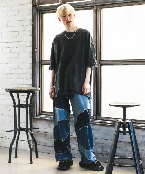 Shoowtime(ショウタイム)の「ケミカルオーバーダイ加工オーバーサイズ半袖トップス / Tシャツ(Tシャツ/カットソー・メンズ・ブラック系/ブラウン系・MEDIUM/LARGE/X-LARGE)」の15枚目の写真