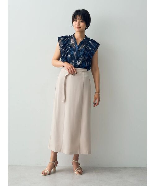 YECCA VECCA（イェッカヴェッカ）の「フラワー柄プリーツMIXブラウス（シャツ/ブラウス・レディース・アイボリー/ネイビー・FREE）」の22枚目の写真