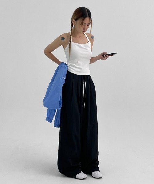 BLACKUP（ブラックアップ）の「[MADE] エルビリボンノースリーブ（タンクトップ・レディース・ブラック/ホワイト・ONESIZE）」の13枚目の写真