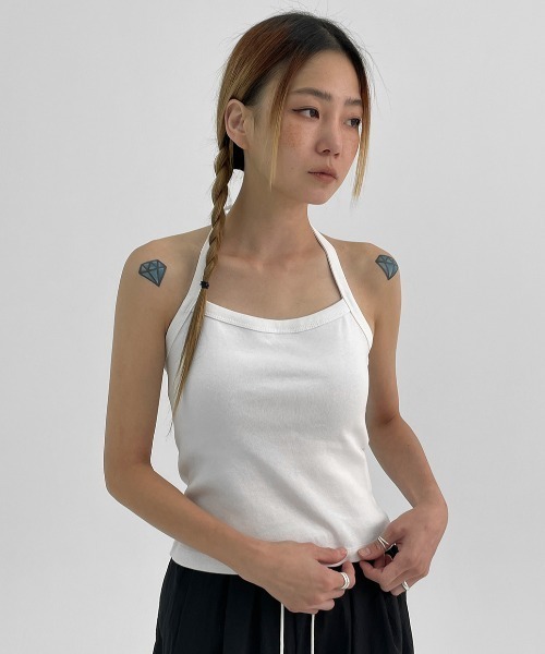 BLACKUP（ブラックアップ）の「[MADE] エルビリボンノースリーブ（タンクトップ・レディース・ブラック/ホワイト・ONESIZE）」の15枚目の写真