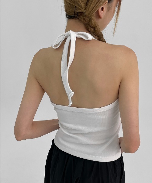 BLACKUP（ブラックアップ）の「[MADE] エルビリボンノースリーブ（タンクトップ・レディース・ブラック/ホワイト・ONESIZE）」の9枚目の写真