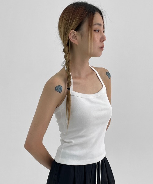 BLACKUP（ブラックアップ）の「[MADE] エルビリボンノースリーブ（タンクトップ・レディース・ブラック/ホワイト・ONESIZE）」の14枚目の写真