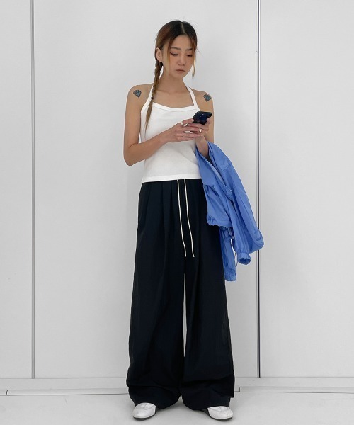 BLACKUP（ブラックアップ）の「[MADE] エルビリボンノースリーブ（タンクトップ・レディース・ブラック/ホワイト・ONESIZE）」の12枚目の写真