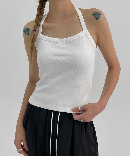 BLACKUP（ブラックアップ）の「[MADE] エルビリボンノースリーブ（タンクトップ・レディース・ブラック/ホワイト・ONESIZE）」の10枚目の写真