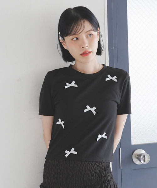 3.3 Field Trip （3.3フィールドトリップ）の「3.3 Field Trip／ラメリボンT（Tシャツ/カットソー・レディース・ホワイト/ブラック/ブルー・FREE）」の14枚目の写真