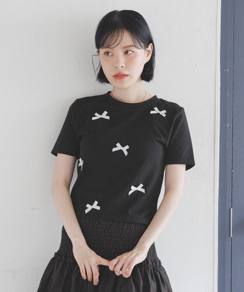 3.3 Field Trip （3.3フィールドトリップ）の「3.3 Field Trip／ラメリボンT（Tシャツ/カットソー・レディース・ホワイト/ブラック/ブルー・FREE）」の15枚目の写真