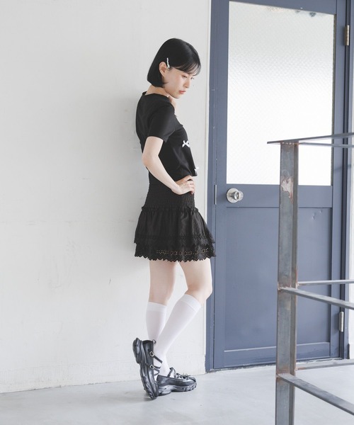 3.3 Field Trip （3.3フィールドトリップ）の「3.3 Field Trip／ラメリボンT（Tシャツ/カットソー・レディース・ホワイト/ブラック/ブルー・FREE）」の20枚目の写真