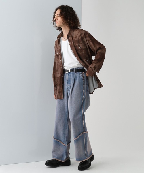 HARE(ハレ)の「ウォールアートガラシャツ(HARE)(シャツ/ブラウス・メンズ・ブラック/ブラウン・FREE)」の7枚目の写真