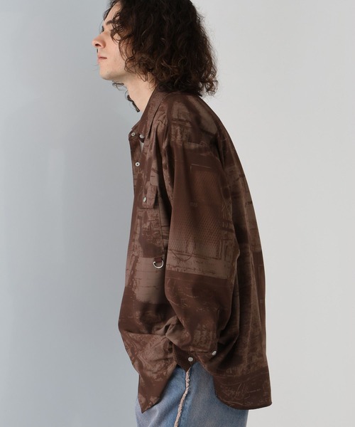 HARE(ハレ)の「ウォールアートガラシャツ(HARE)(シャツ/ブラウス・メンズ・ブラック/ブラウン・FREE)」の4枚目の写真