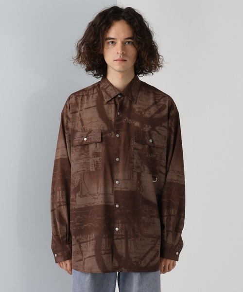 HARE(ハレ)の「ウォールアートガラシャツ(HARE)(シャツ/ブラウス・メンズ・ブラック/ブラウン・FREE)」の3枚目の写真