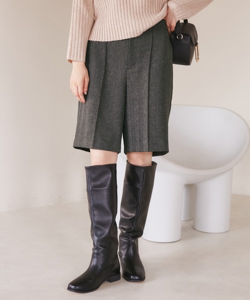 ROPE' PICNIC（ロペピクニック）の「ウールライクサージショートパンツ/セットアップ対応・リンクコーデ（その他パンツ・レディース・ブラック/ブラウン・38/36）」の11枚目の写真