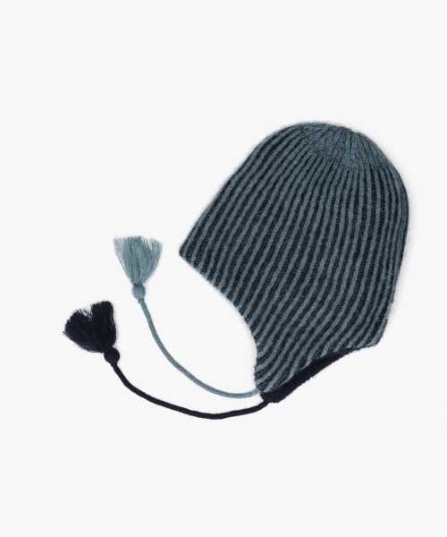 OVERRIDE(オーバーライド)の「OVERRIDE CONTRAST RIB EARLAP BEANIE / オーバーライド(ニットキャップ/ビーニー・メンズ・ライトグレー/ベージュ/ブルー・57~59cm)」の10枚目の写真