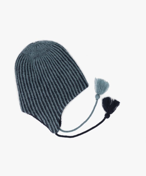 OVERRIDE(オーバーライド)の「OVERRIDE CONTRAST RIB EARLAP BEANIE / オーバーライド(ニットキャップ/ビーニー・メンズ・ライトグレー/ベージュ/ブルー・57~59cm)」の11枚目の写真