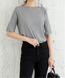 5分袖ボートネックTシャツ