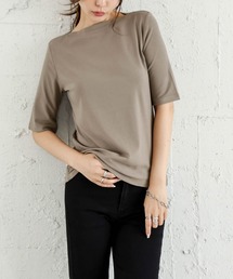 5分袖ボートネックTシャツ
