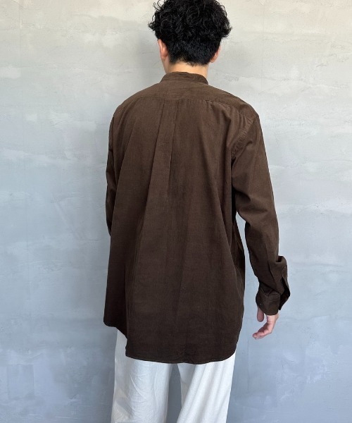DANTON/ダントン] 細畝コーデュロイ バンドカラーシャツ（シャツ