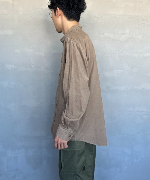 DANTON/ダントン] 細畝コーデュロイ バンドカラーシャツ（シャツ