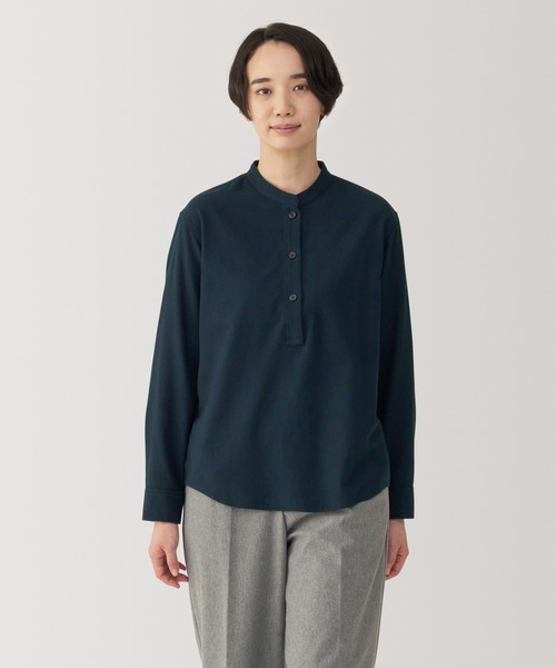 無印良品(ムジルシリョウヒン)の「婦人 両面起毛フランネル スタンドカラー長袖ブラウス(シャツ/ブラウス・レディース・スモークピンク/グレー系/オフホワイト/ダークブラウン系/ダークネイビー/ライトグレー・M/S/XL/L)」の5枚目の写真