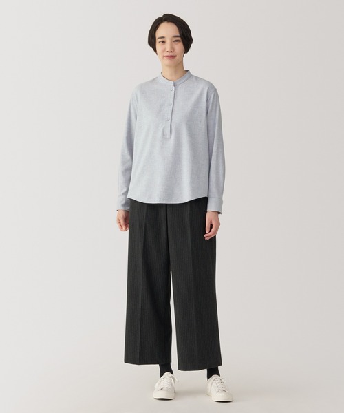 無印良品(ムジルシリョウヒン)の「婦人 両面起毛フランネル スタンドカラー長袖ブラウス(シャツ/ブラウス・レディース・スモークピンク/グレー系/オフホワイト/ダークブラウン系/ダークネイビー/ライトグレー・M/S/XL/L)」の15枚目の写真