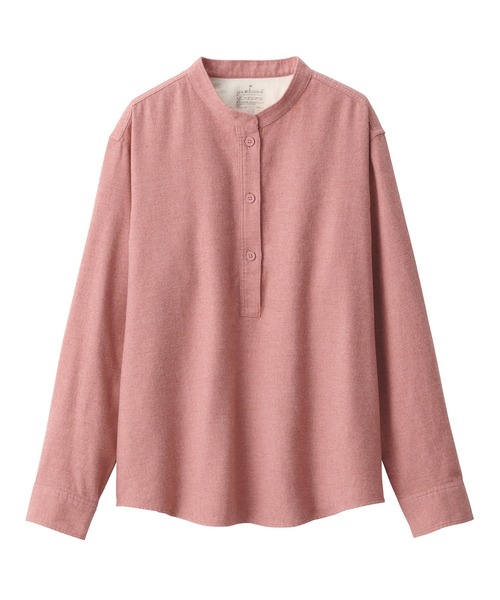 セール】婦人 両面起毛フランネル スタンドカラー長袖ブラウス（シャツ  