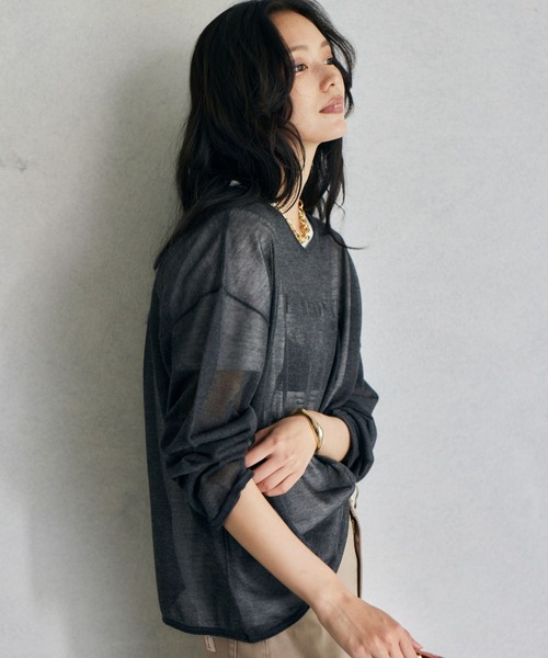 BARNYARDSTORM（バンヤードストーム）の「BARNYARDSTORM / ロール2WAYプルオーバー　ハンドウォッシャブル（ニット/セーター・レディース・カーキ/ブラック/ベージュ・FREE）」の10枚目の写真