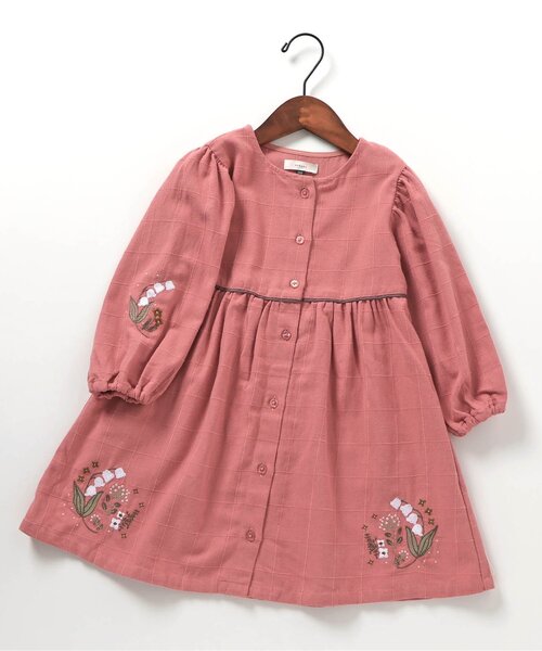 Seraph（セラフ）の「【リンク】すずらん刺しゅうワンピース（ワンピース・キッズ・ベージュ/ラベンダー/ピンク・90/100/110/120/130/140/80）」の3枚目の写真