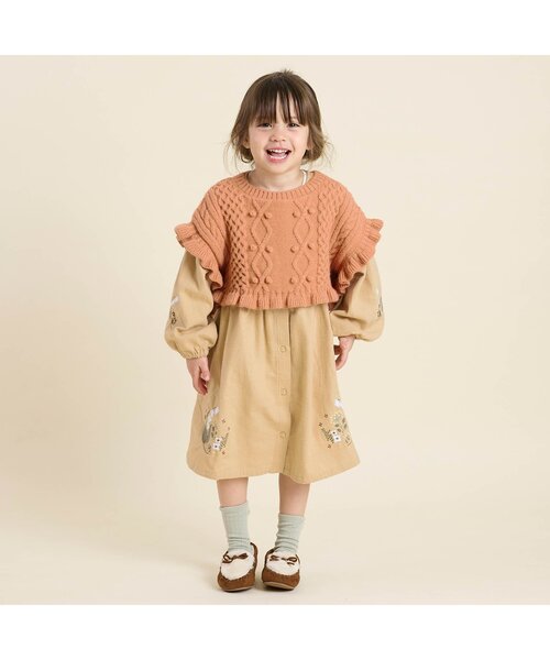 Seraph（セラフ）の「【リンク】すずらん刺しゅうワンピース（ワンピース・キッズ・ベージュ/ラベンダー/ピンク・90/100/110/120/130/140/80）」の7枚目の写真