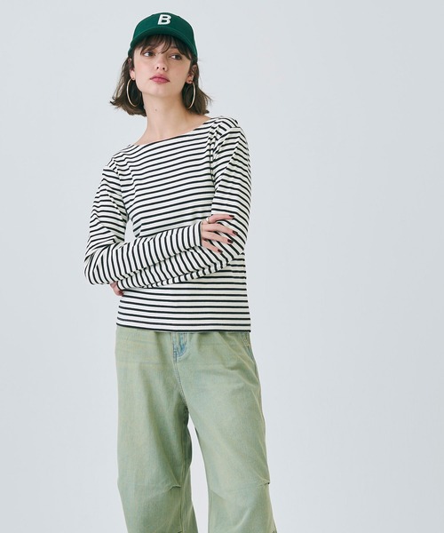 coca(coca)(コカ)の「ボートネックボーダーカットソー(Tシャツ/カットソー・レディース・B/A・S/M/L)」の4枚目の写真