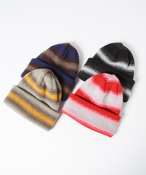 RACAL（ラカル）の「Ombre Stripe Reversible Knit Beanie / オンブレーボーダーリバーシブルニットビーニー（ニットキャップ/ビーニー・レディース・ブラック/ベージュ/ネイビー/レッド・FREE）」の5枚目の写真