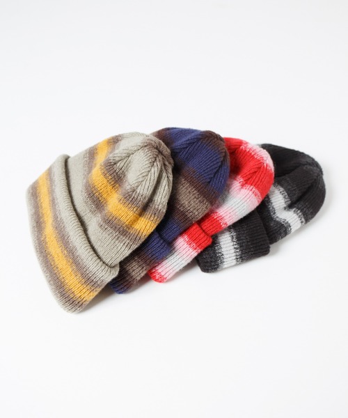 RACAL（ラカル）の「Ombre Stripe Reversible Knit Beanie / オンブレーボーダーリバーシブルニットビーニー（ニットキャップ/ビーニー・レディース・ブラック/ベージュ/ネイビー/レッド・FREE）」の7枚目の写真
