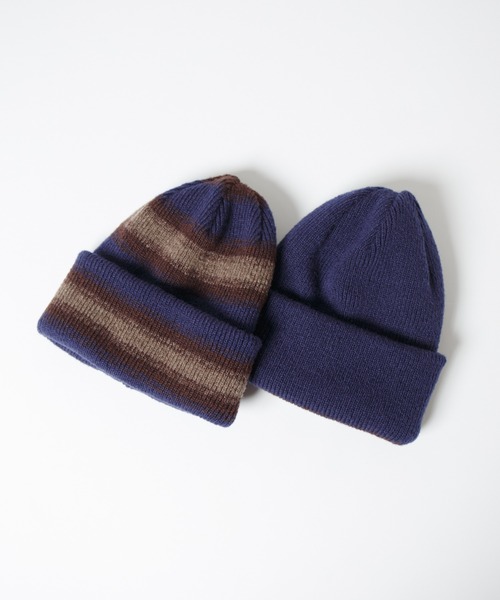RACAL（ラカル）の「Ombre Stripe Reversible Knit Beanie / オンブレーボーダーリバーシブルニットビーニー（ニットキャップ/ビーニー・レディース・ブラック/ベージュ/ネイビー/レッド・FREE）」の13枚目の写真