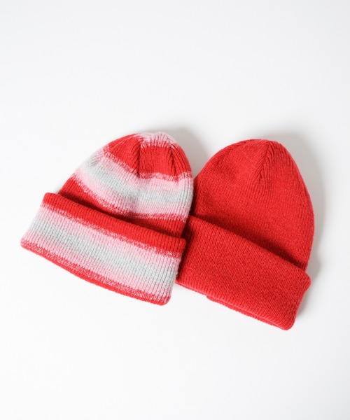 RACAL（ラカル）の「Ombre Stripe Reversible Knit Beanie / オンブレーボーダーリバーシブルニットビーニー（ニットキャップ/ビーニー・レディース・ブラック/ベージュ/ネイビー/レッド・FREE）」の14枚目の写真