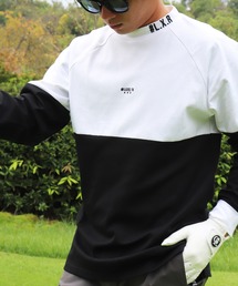 (RM)【LUXE/R GOLF】ストレッチ スムース バイカラー ハイネック 長袖 Tシャツ