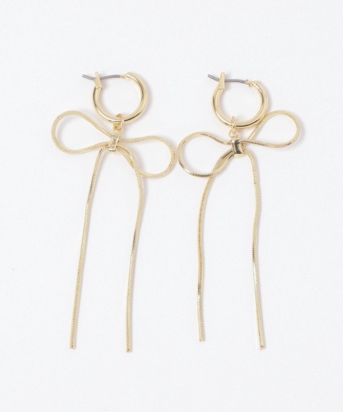 FOREVER 21(フォーエバー トゥエンティーワン)の「ロングリボンピアス(ピアス(両耳用)・レディース・シルバー/ブラウン/ゴールド・FREE)」の1枚目の写真