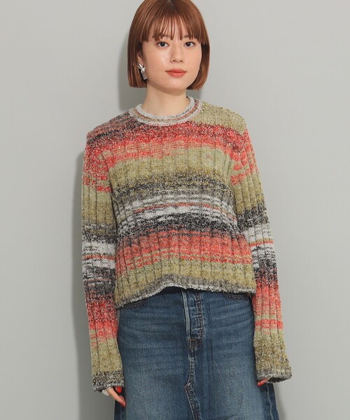 Ray BEAMS(レイビームス)の「カスリ ボーダー クルーネック ニット(ニット/セーター・レディース・オレンジ/ロイヤルブルー・ONE SIZE)」の7枚目の写真