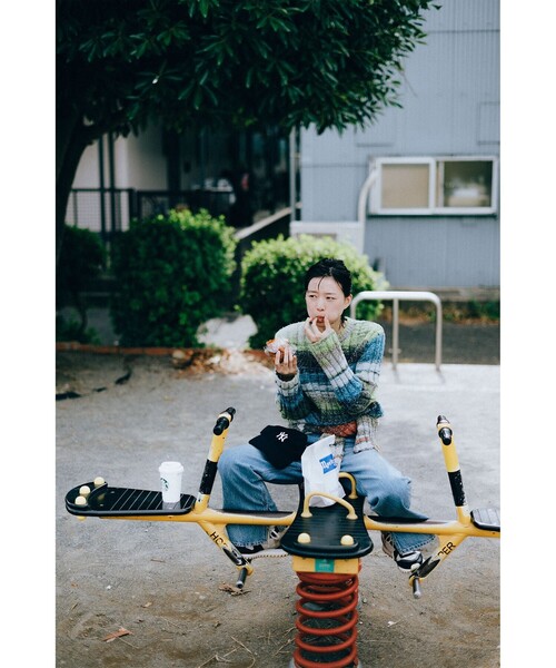 Ray BEAMS(レイビームス)の「カスリ ボーダー クルーネック ニット(ニット/セーター・レディース・オレンジ/ロイヤルブルー・ONE SIZE)」の12枚目の写真