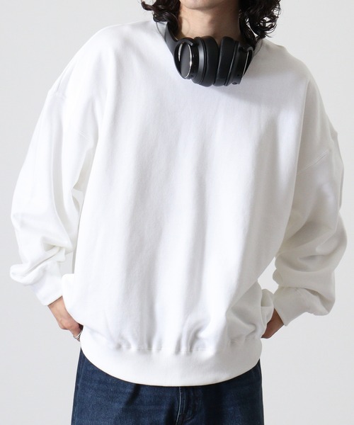 CROSS & STITCH（クロスステッチ）の「CROSS & STITCH 10ｵﾝｽ ビックシルエットスウェットシャツ（スウェット・メンズ・サンドベージュ/ヘザーグレー/ダークグリーン/ブラック/ホワイト/ダークブルー・L/XL/M）」の2枚目の写真