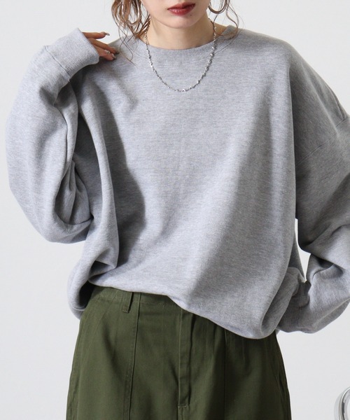 CROSS & STITCH（クロスステッチ）の「CROSS & STITCH 10ｵﾝｽ ビックシルエットスウェットシャツ（スウェット・メンズ・サンドベージュ/ヘザーグレー/ダークグリーン/ブラック/ホワイト/ダークブルー・L/XL/M）」の4枚目の写真