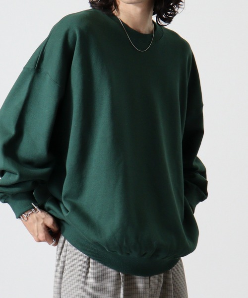 CROSS & STITCH（クロスステッチ）の「CROSS & STITCH 10ｵﾝｽ ビックシルエットスウェットシャツ（スウェット・メンズ・サンドベージュ/ヘザーグレー/ダークグリーン/ブラック/ホワイト/ダークブルー・L/XL/M）」の5枚目の写真