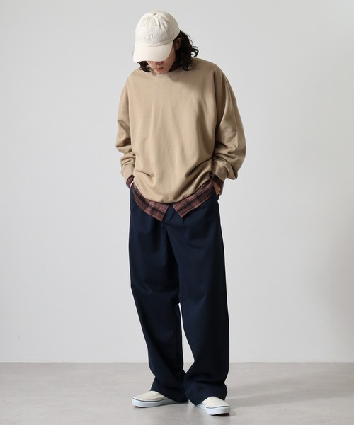 CROSS & STITCH（クロスステッチ）の「CROSS & STITCH 10ｵﾝｽ ビックシルエットスウェットシャツ（スウェット・メンズ・サンドベージュ/ヘザーグレー/ダークグリーン/ブラック/ホワイト/ダークブルー・L/XL/M）」の7枚目の写真